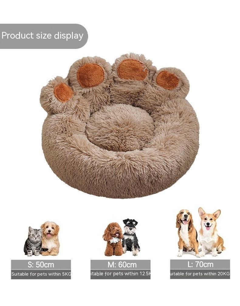 Plush Cathouse Doghouse Pet Bed - Cozy hand-shaped pet bed made from plush material, perfect for cats and small dogs.