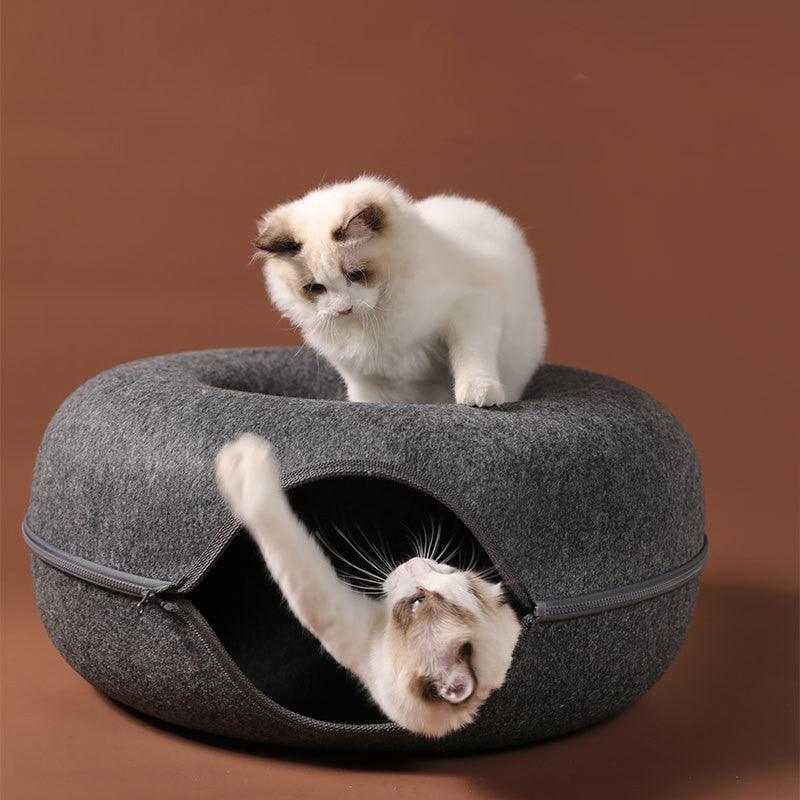 Cat Felt Tunnel Nest - Durable, washable felt material, double-layer structure, suitable for all seasons, available in small and large sizes