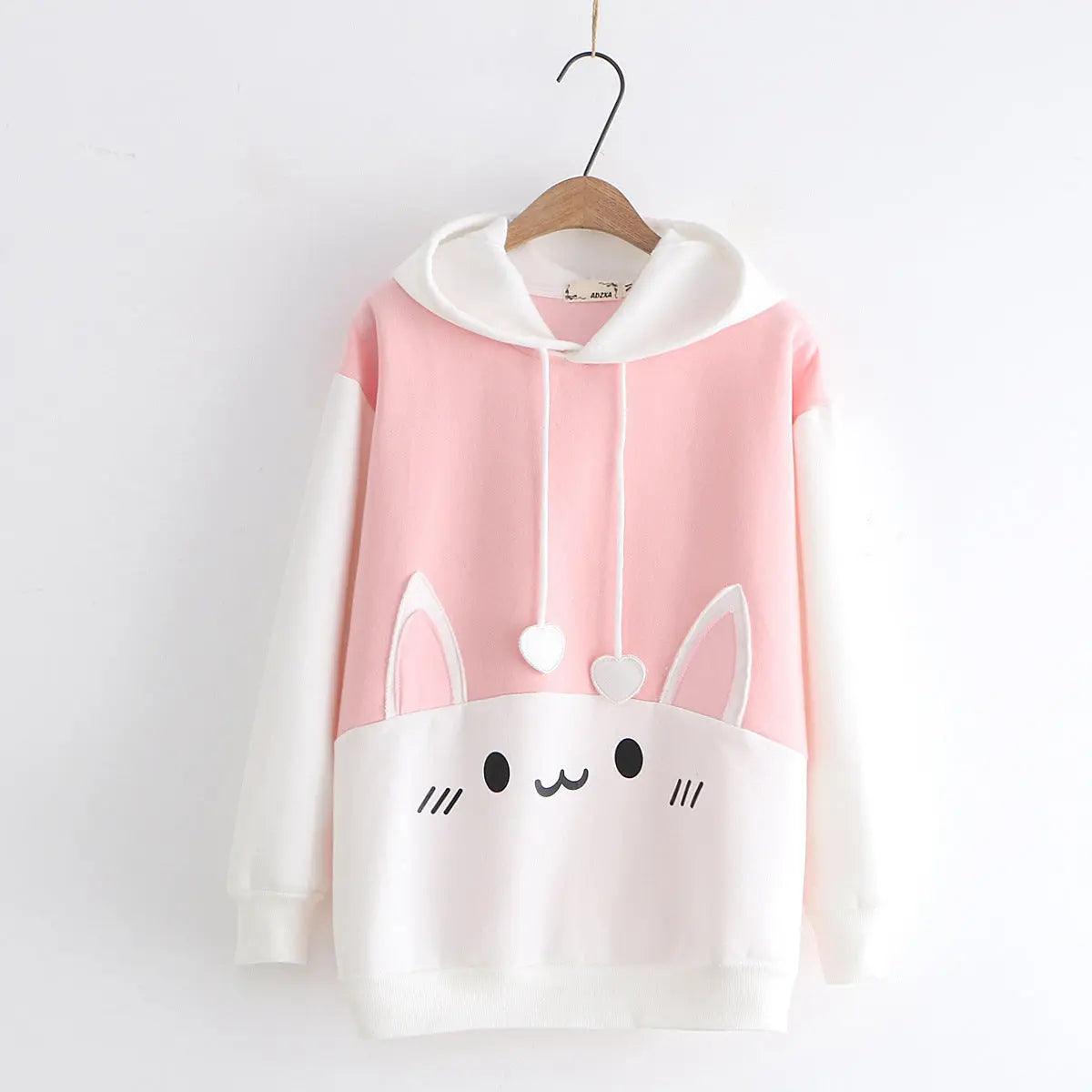 Japanese Cartoon Long Sleeve Hoodie - Stylish hoodie with cartoon pattern and hooded collar, ideal for casual wear.