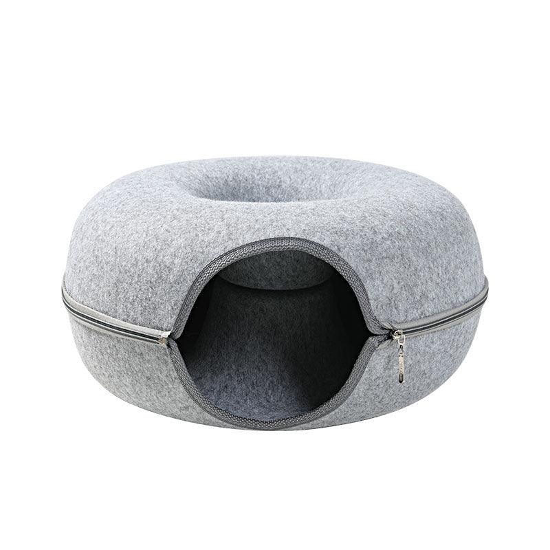 Cat Felt Tunnel Nest - Durable, washable felt material, double-layer structure, suitable for all seasons, available in small and large sizes