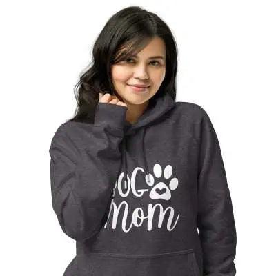 Women's Dog Mom Letter Print Hoodie - Cozy hoodie with 'Dog Mom' letter print, perfect for dog lovers.